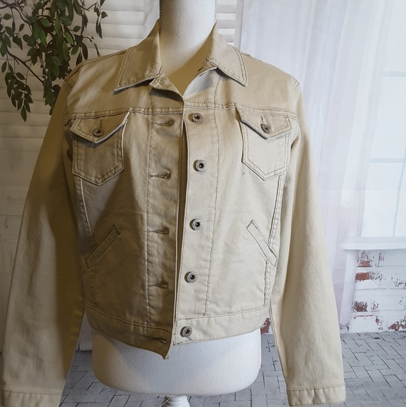 Levi Strauss Signature beige jean jacket sz S 4/6